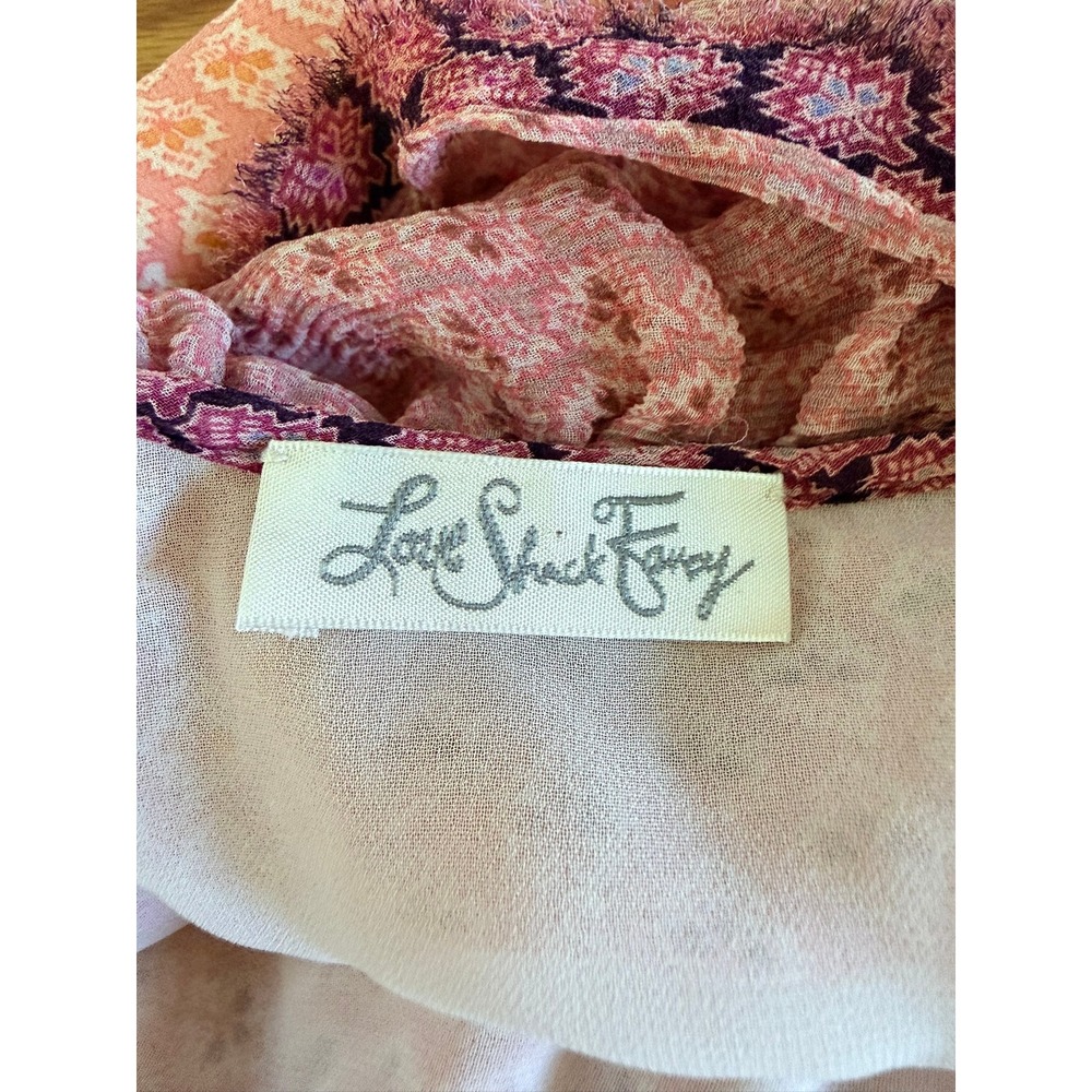 LoveShackFancy Pink Silk Ruffle Asymmetrical Floral Dress Size 2 (Runs Larger) - Picture 4 of 15